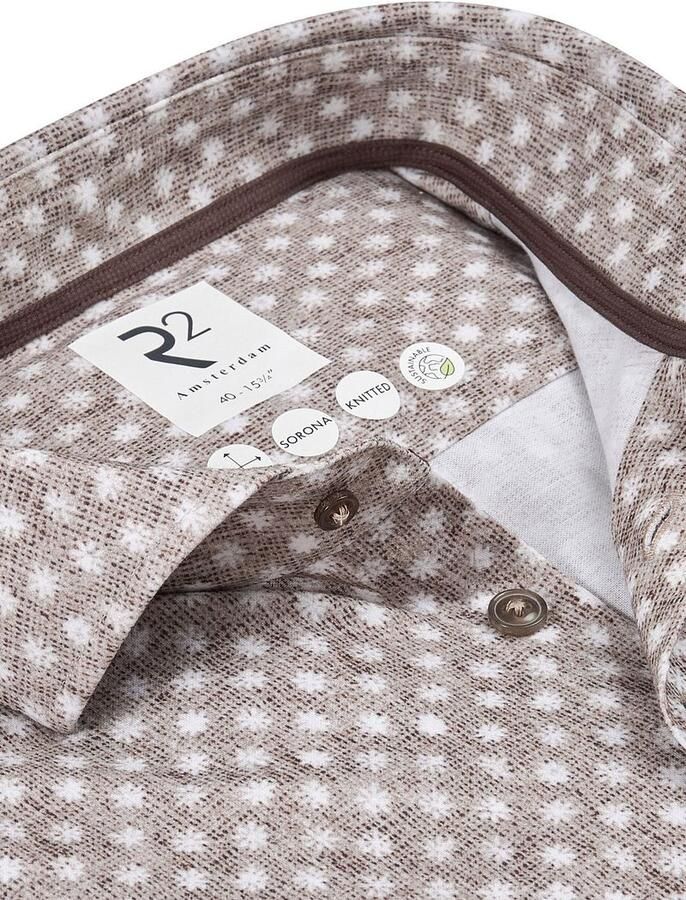 R2 Amsterdam R2 Overhemd Sorona Flower Print Beige - Foto 2