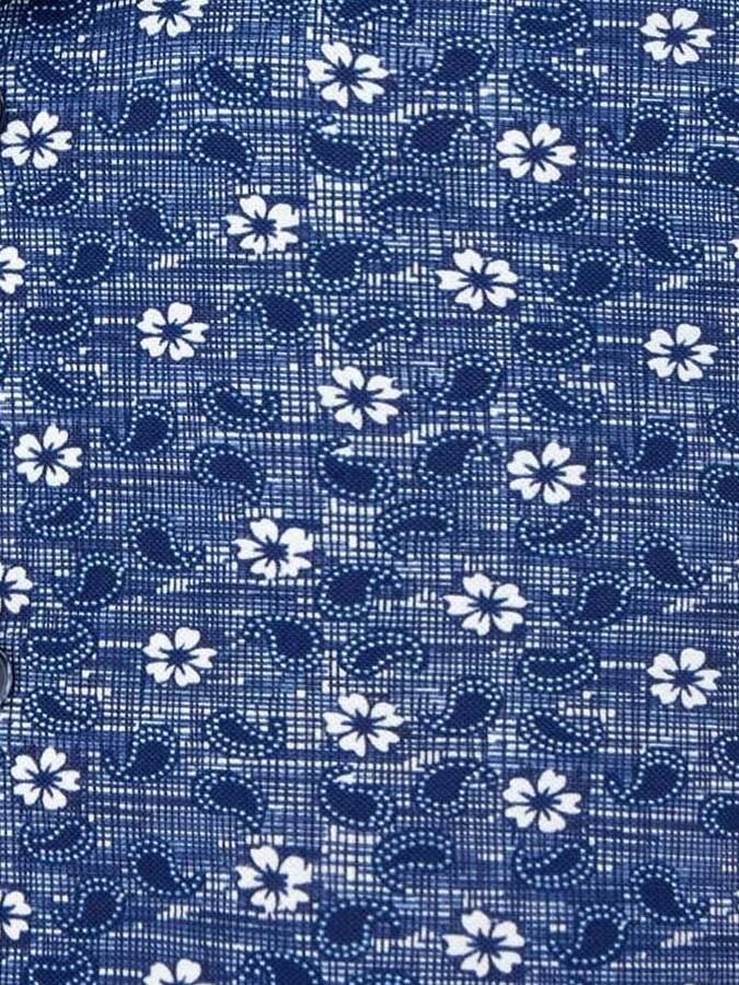 R2 Amsterdam R2 Overhemd Tech Knit Flowers & Paisley Blauw - Foto 2
