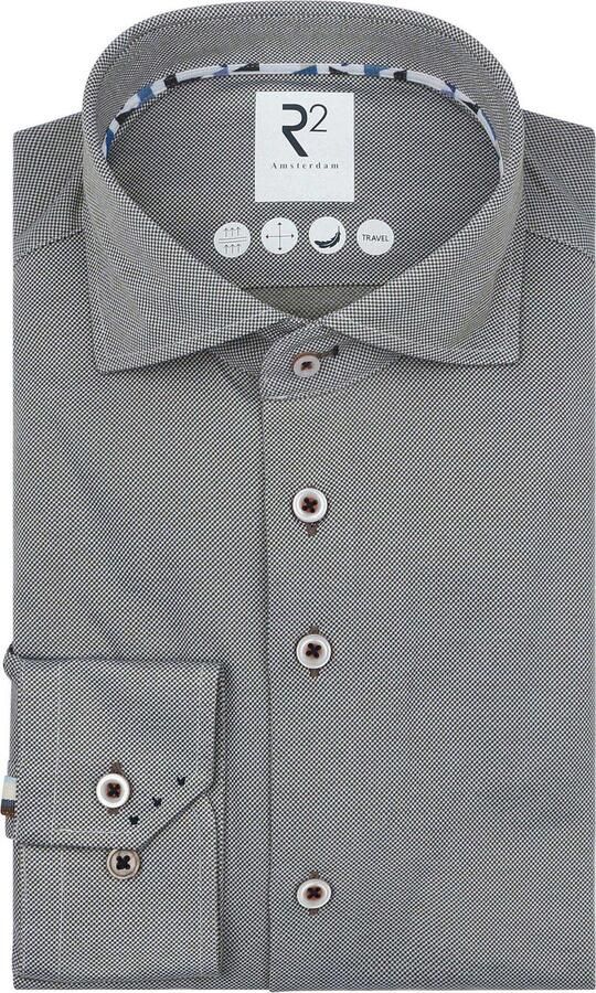 R2 Amsterdam R2 Overhemd Technical Knitted Dobby Groen