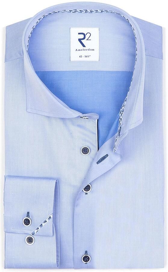 R2 Amsterdam Overhemd Lange Mouw R2 Overhemd Twill Blauw