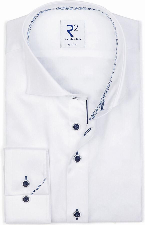 R2 Amsterdam R2 Overhemd Twill Wit