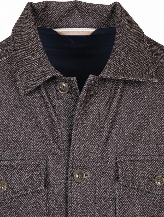 R2 Amsterdam R2 Overshirt Button Herringbone Brown
