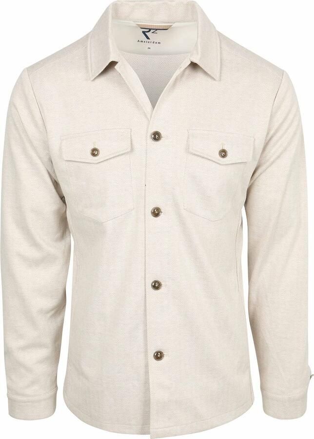 R2 Amsterdam R2 Overshirt Button Herringbone Ecru