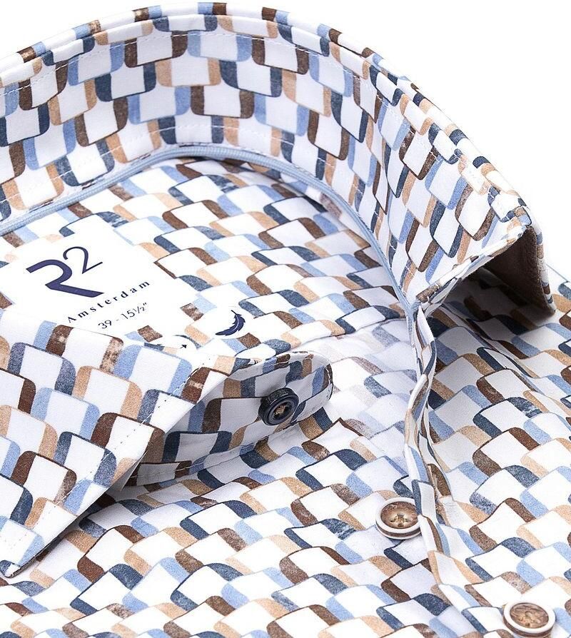R2 Amsterdam R2 Poplin Overhemd Extra Lange Mouwen Carseat-Print Multicolor - Foto 2