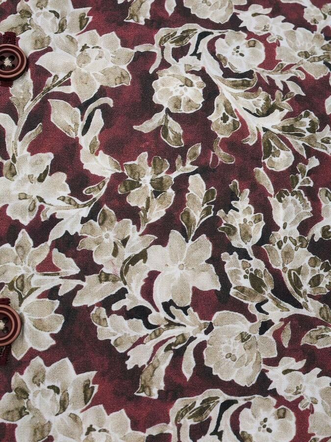R2 Amsterdam Overhemd Lange Mouw R2 Poplin Overhemd Print Bordeaux - Foto 2