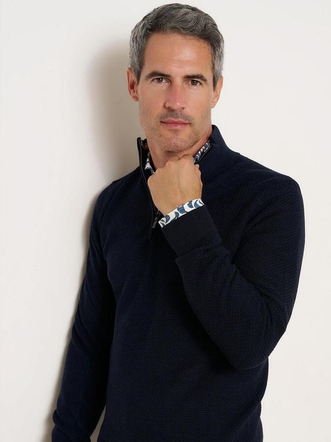 R2 Amsterdam R2 Pullover Half Zip Structured Navy - Foto 3