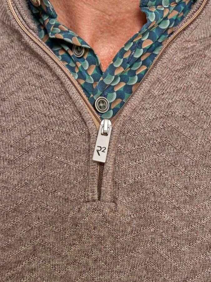 R2 Amsterdam R2 Pullover Halfzip Weave Structure Taupe - Foto 2