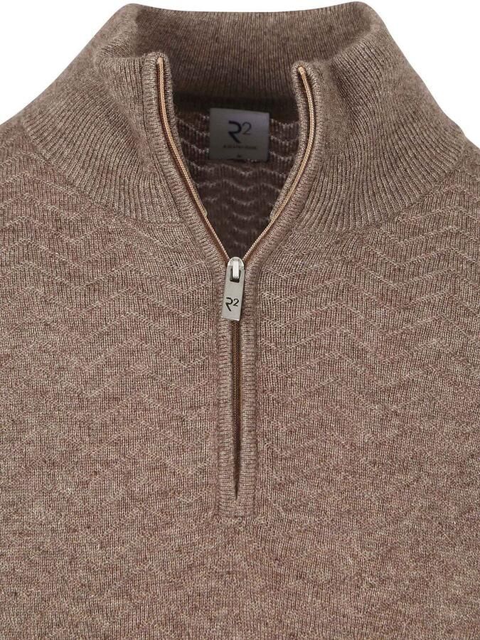 R2 Amsterdam R2 Pullover Halfzip Weave Structure Taupe - Foto 3