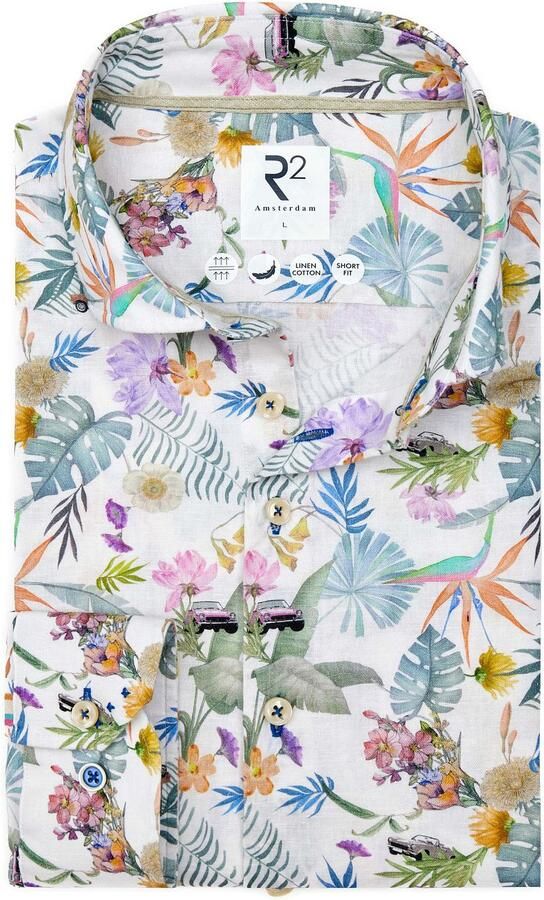 R2 Amsterdam R2 Linnenblend Overhemd Flower Print Multicolour