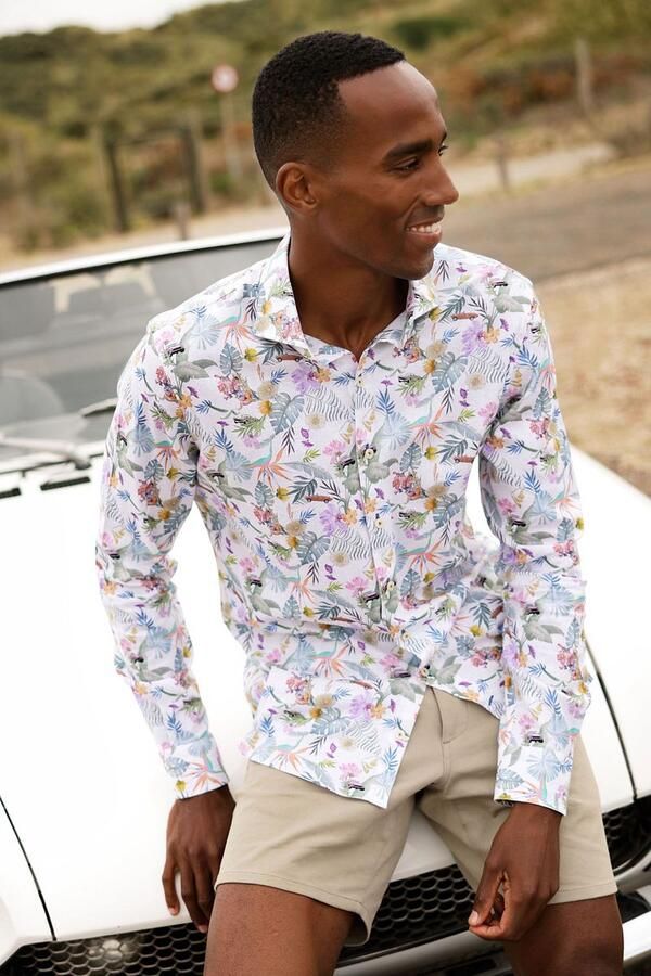R2 Amsterdam R2 Linnenblend Overhemd Flower Print Multicolour - Foto 2