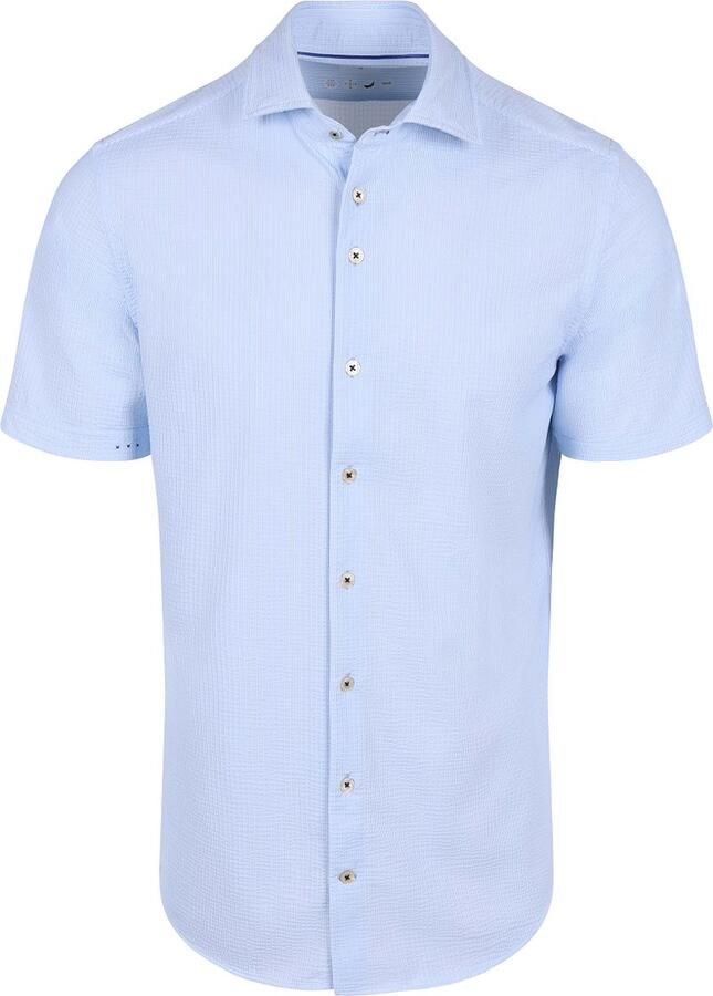 R2 Amsterdam R2 Short Sleeve Overhemd Seersucker Lichtblauw