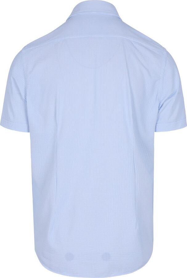 R2 Amsterdam R2 Short Sleeve Overhemd Seersucker Lichtblauw - Foto 3
