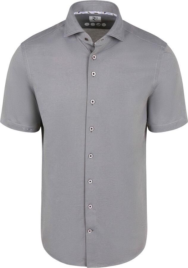 R2 Amsterdam R2 Short Sleeve Overhemd Technical Knitted Dobby Groen