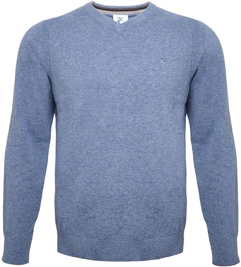 R2 Amsterdam R2 Trui V-Hals Merinowol Blauw