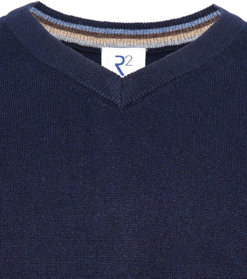 R2 Amsterdam R2 Trui V-Hals Merinowol Navy - Foto 2