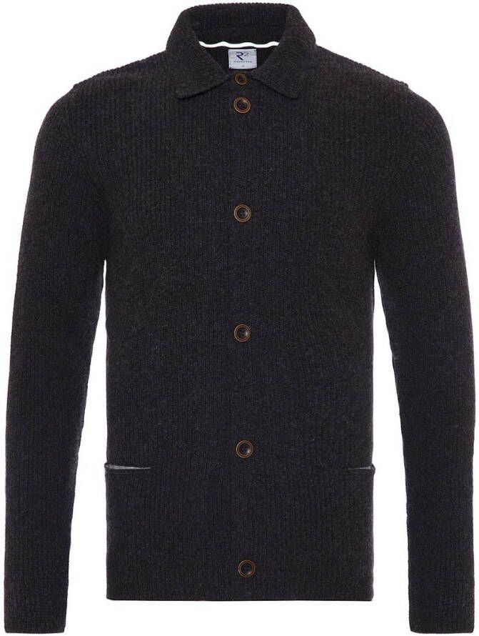R2 Amsterdam R2 Cardigan Merino Wol Donkergrijs