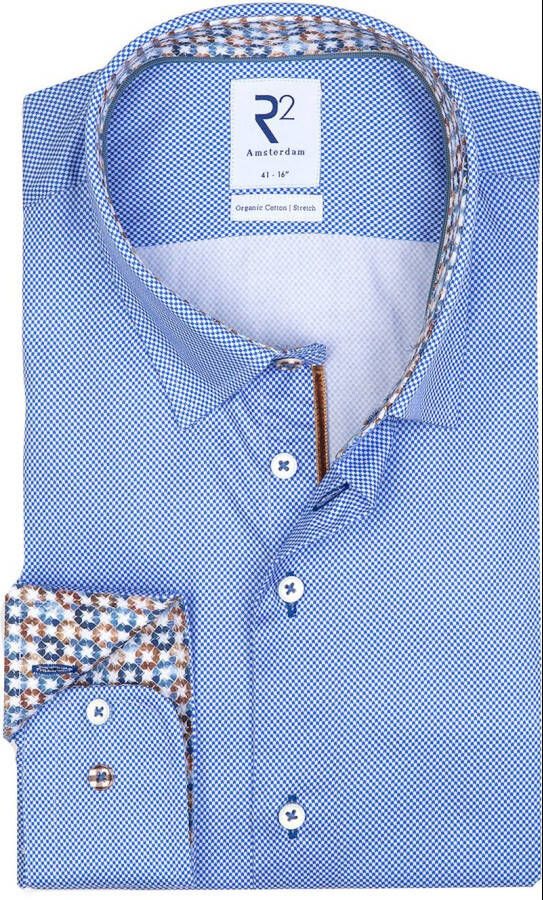 R2 Amsterdam R2 Overhemd Lichtblauw Pied De Poule