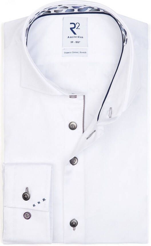 R2 Amsterdam R2 Overhemd Twill Sleeve 7 Wit