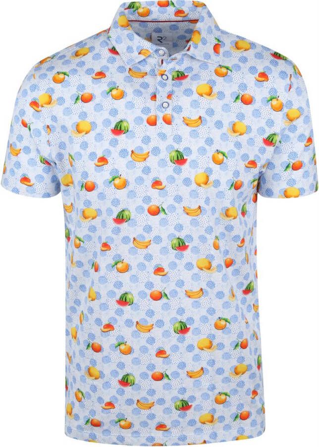R2 Amsterdam R2 Polo Fruitprint Blauw Heren