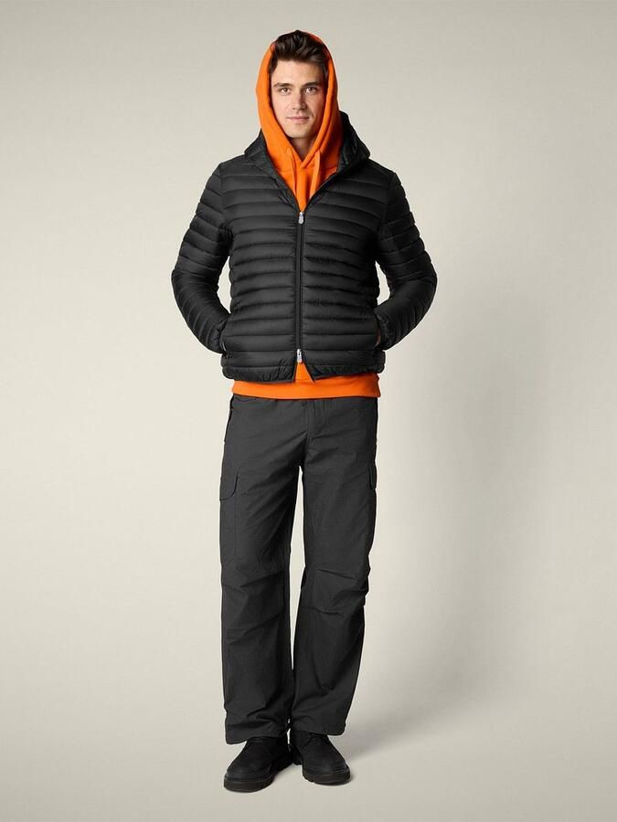 Save The Duck Gewatteerde Quilted Jas met Capuchon Black Heren