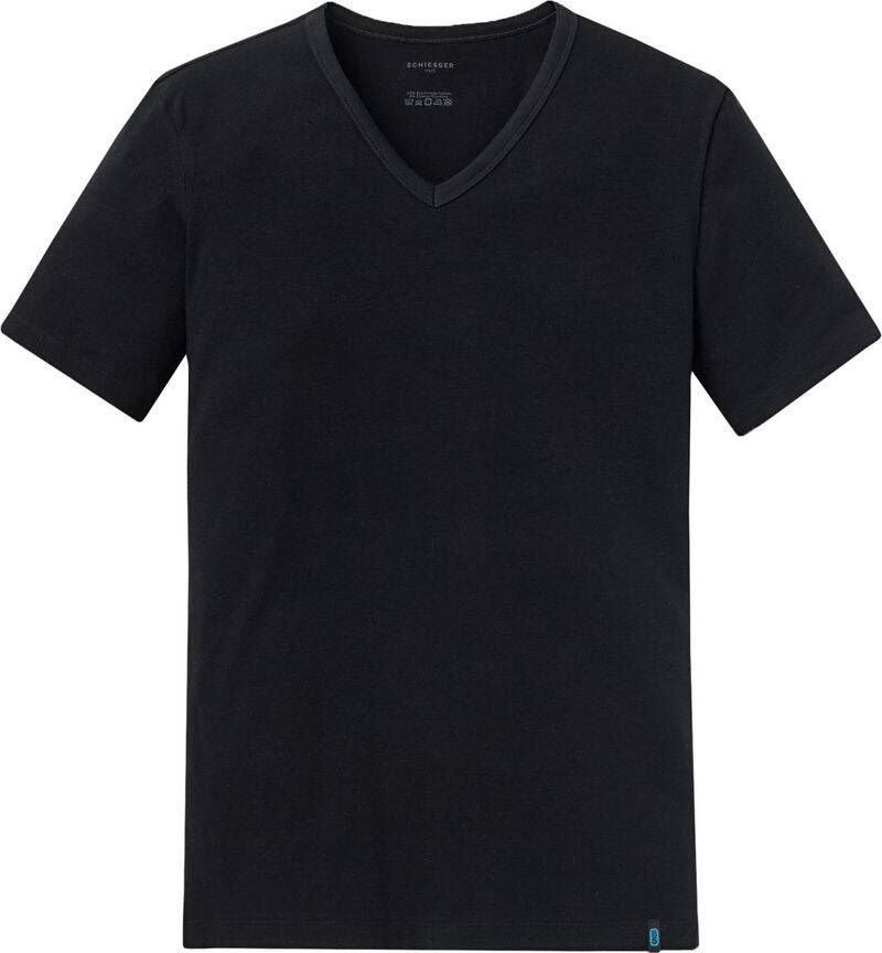 Schiesser T-shirt V-hals Zwart