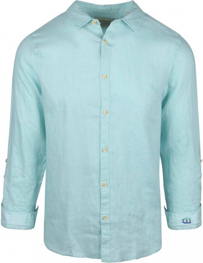 Scotch & Soda Lichtblauwe Casual Overhemd Regular Fit Garment-dyed Linen Shirt - Foto 4