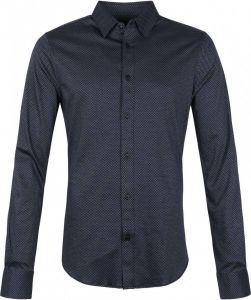 Scotch & Soda gebreid slim fit overhemd met all over print donkerblauw