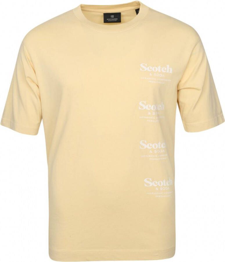 Scotch and Soda Scotch & Soda T-Shirt Logo Patroon Geel