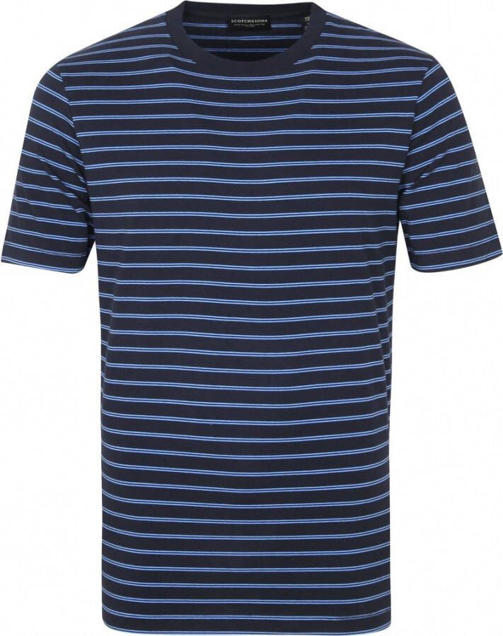 Scotch and Soda Scotch & Soda T-Shirt Streep Donkerblauw