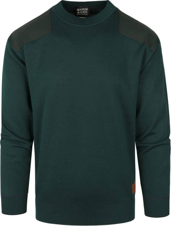 Scotch and Soda Trui Schouderpatch Donkergroen