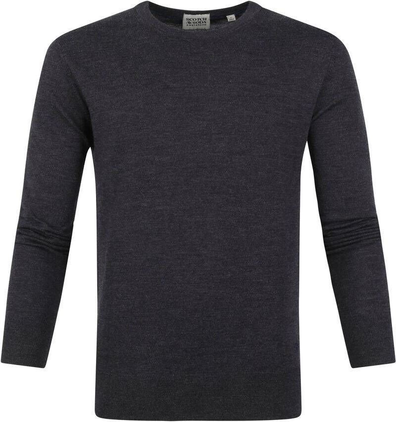 Scotch & Soda fijngebreide trui van merinowol graphite melange