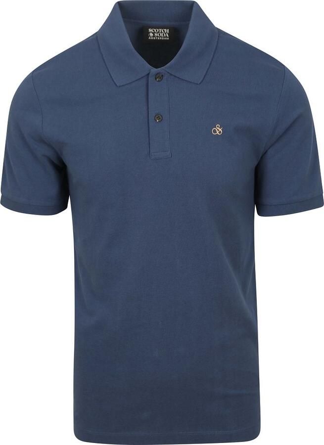 SCOTCH & SODA Heren Polo's & T-shirts Cotton Pique Regular Fit Polo Donkerblauw