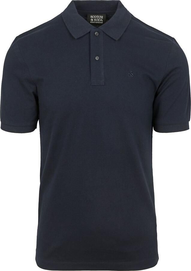 SCOTCH & SODA Heren Polo's & T-shirts Logo Pique Polo Donkerblauw