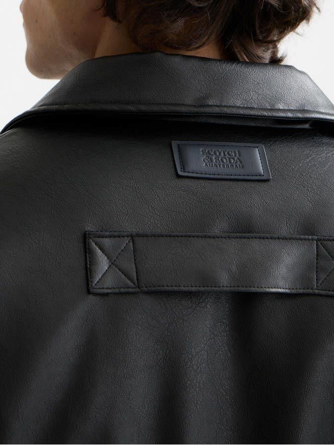 Scotch and Soda Faux Leather Bomberjack Zwart - Foto 5