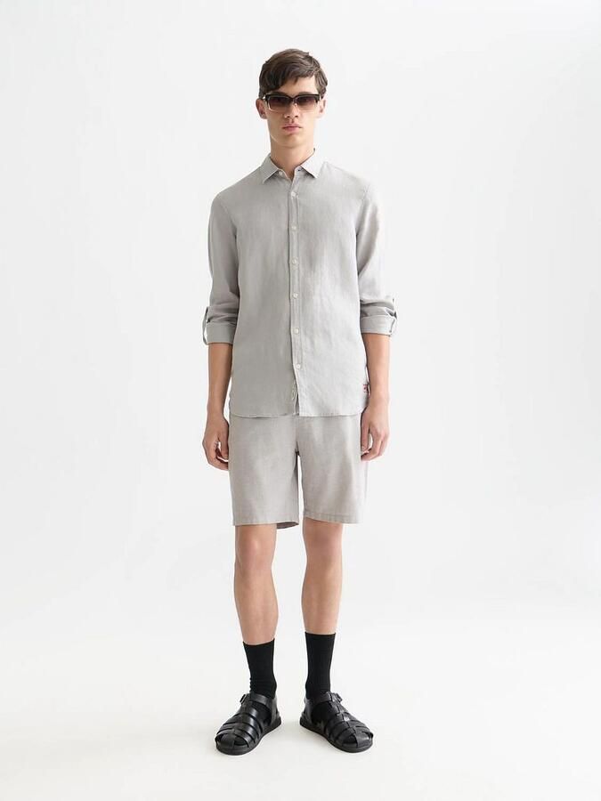 Scotch and Soda Fave Short Cotton Linen Greige - Foto 4