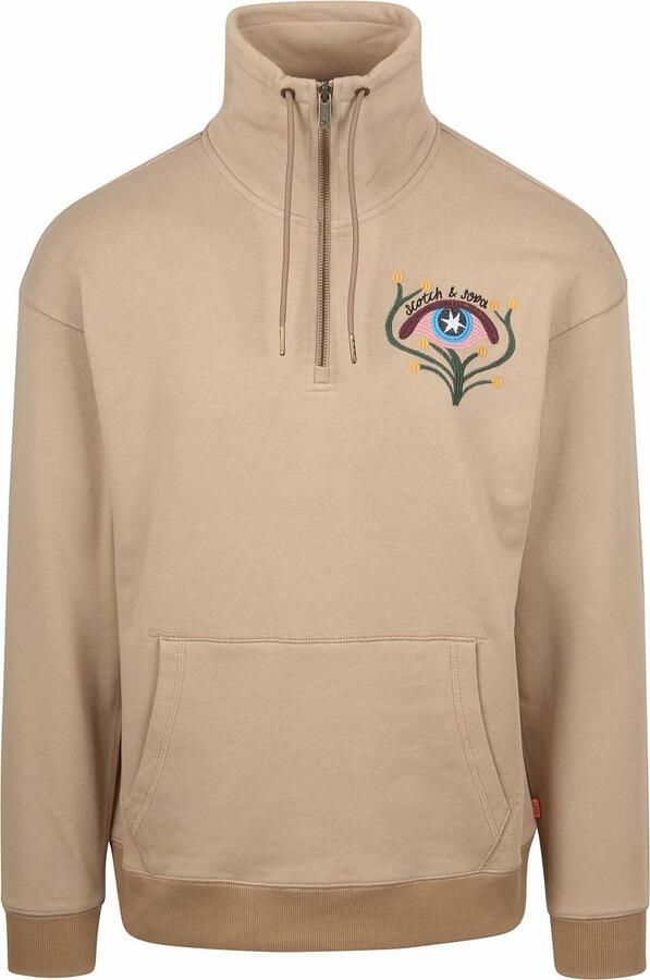 Scotch & Soda Geborduurde Artwork Sweatshirt Beige Heren