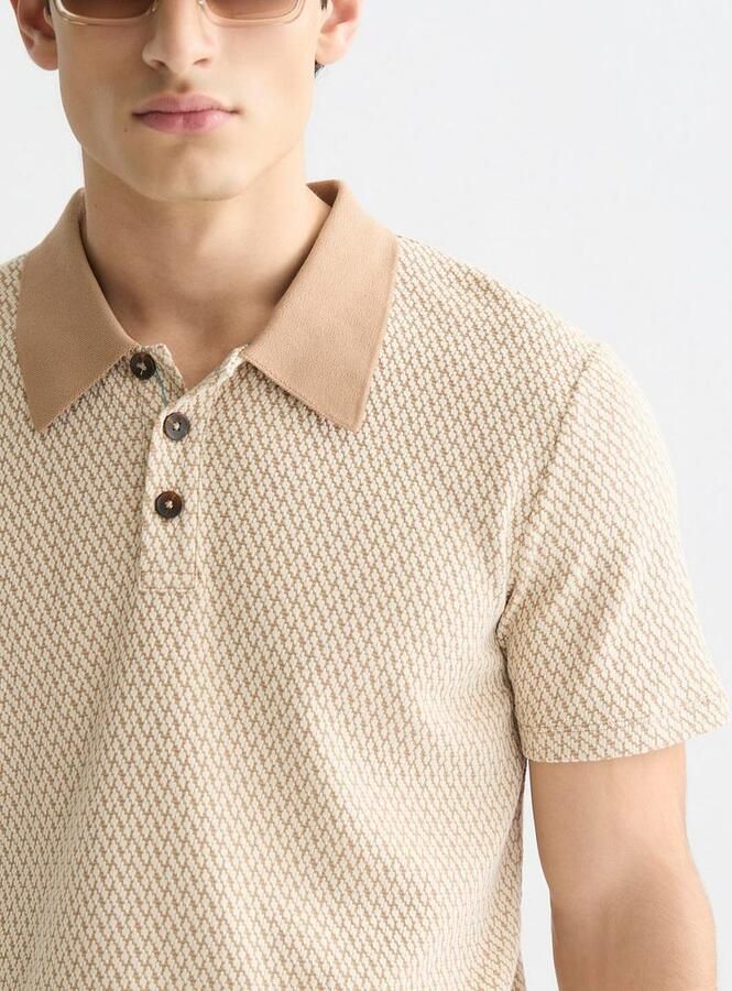 Scotch & Soda Polo Shirt Korte Mouw Scotch & Soda Knitted Polo Jacquard Beige - Foto 4