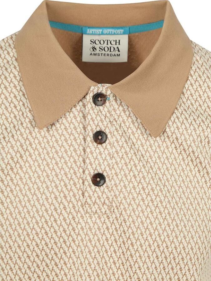 Scotch & Soda Polo Shirt Korte Mouw Scotch & Soda Knitted Polo Jacquard Beige - Foto 2