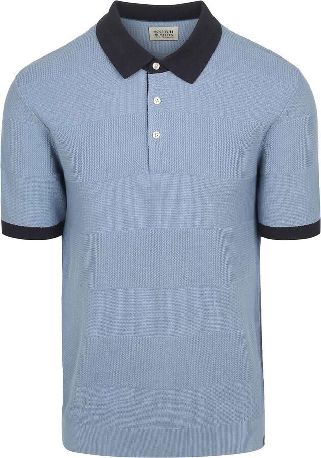 Scotch and Soda Knitted Polo Structure Blauw