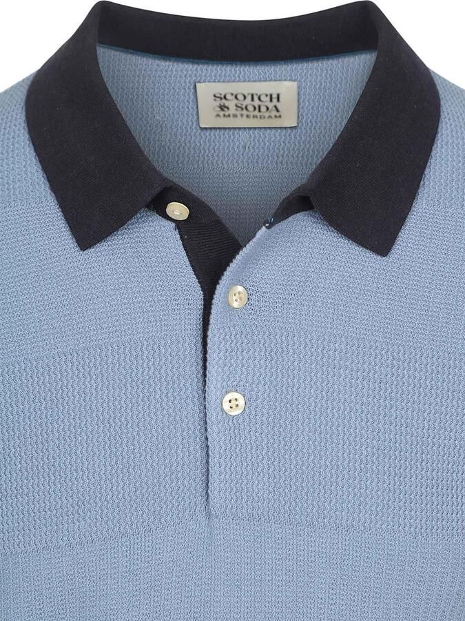 Scotch and Soda Knitted Polo Structure Blauw - Foto 3