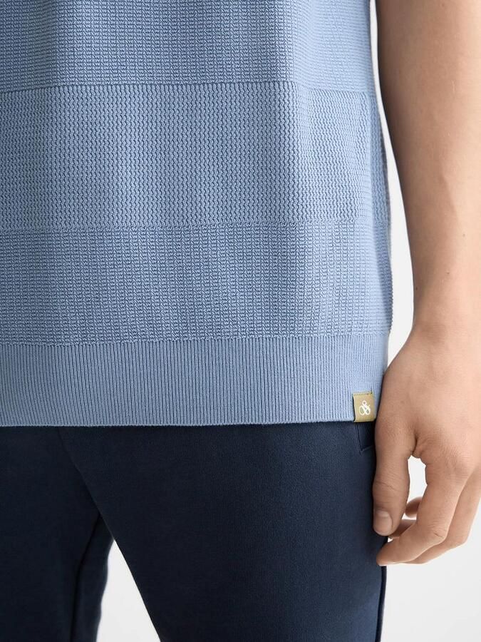 Scotch and Soda Knitted Polo Structure Blauw - Foto 4