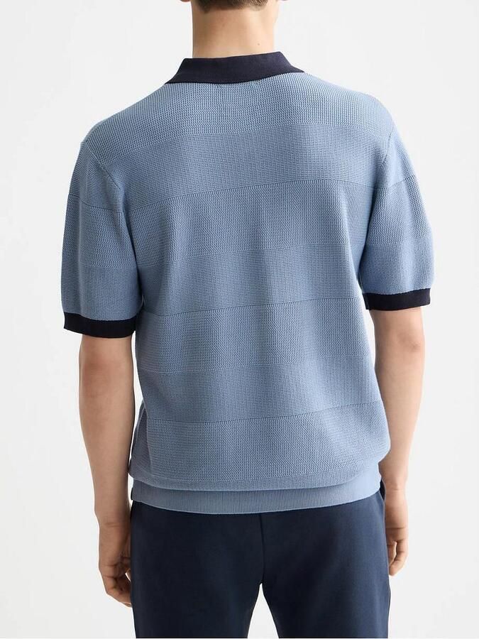 Scotch and Soda Knitted Polo Structure Blauw - Foto 5