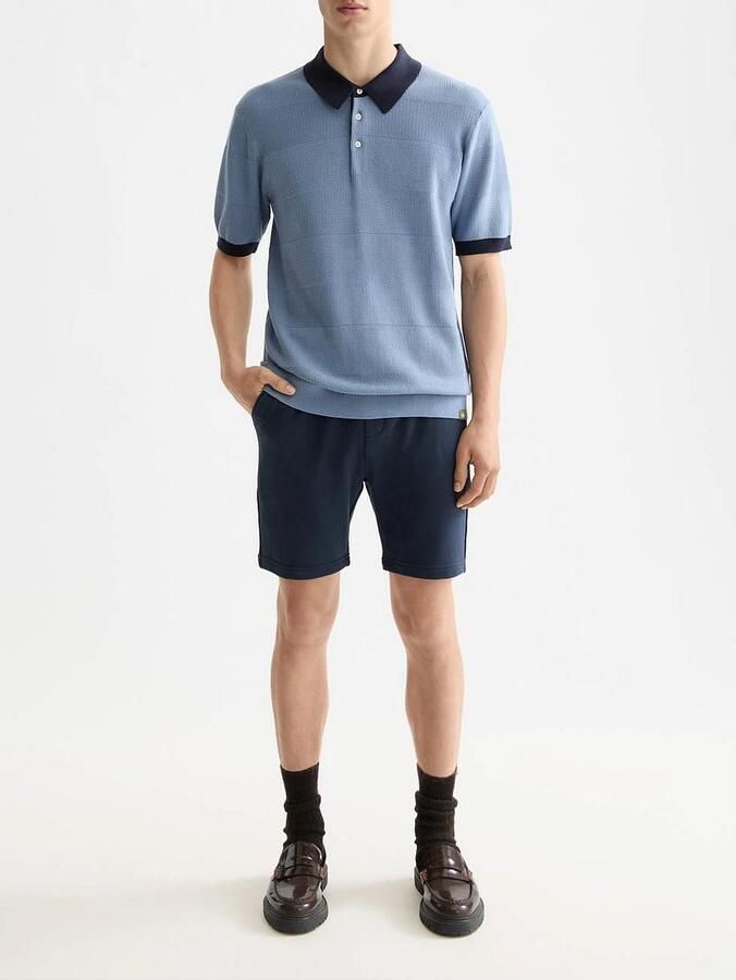 Scotch and Soda Knitted Polo Structure Blauw - Foto 2