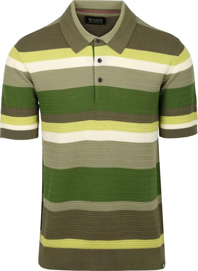 Scotch & Soda T-shirt Scotch & Soda Knitted Polo Structure Stripe Groen