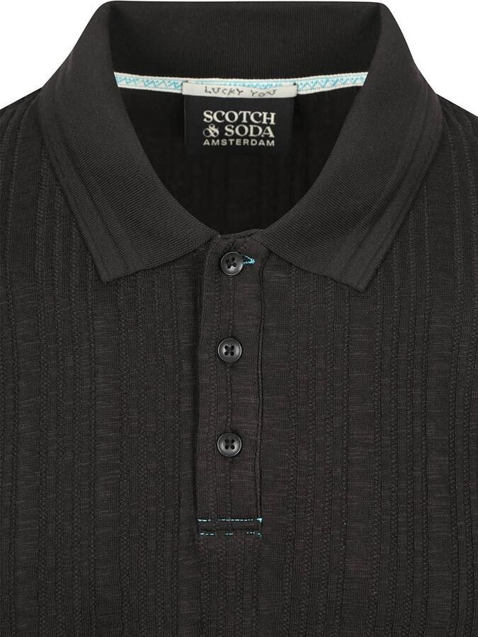 Scotch and Soda Knitted Polo Structured Zwart - Foto 2