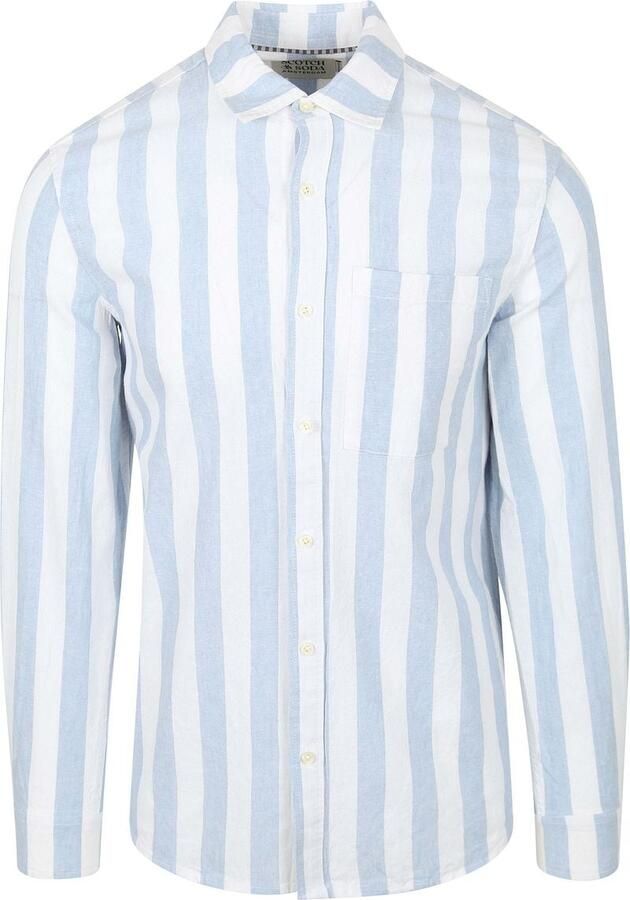 Scotch & Soda Overhemd Lange Mouw Scotch & Soda Linnen Blend Overhemd Streep Lichtblauw - Foto 10