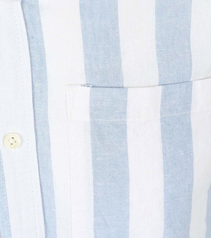 Scotch & Soda Overhemd Lange Mouw Scotch & Soda Linnen Blend Overhemd Streep Lichtblauw