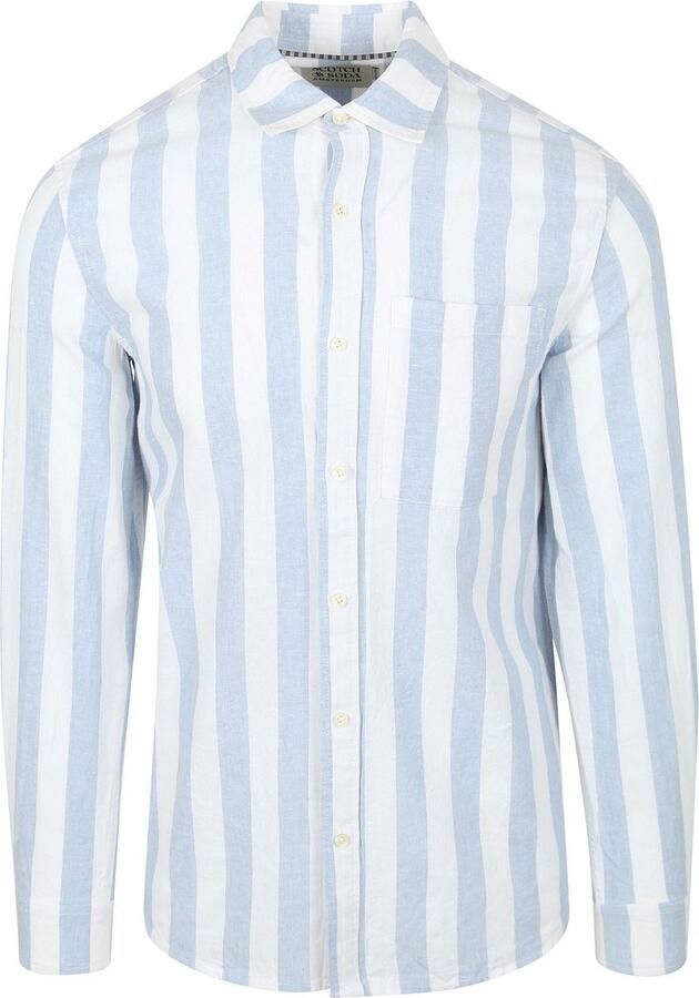 Scotch & Soda Overhemd Lange Mouw Scotch & Soda Linnen Blend Overhemd Streep Lichtblauw - Foto 8