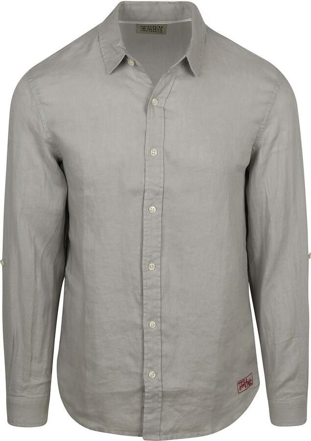 Scotch & Soda slim fit overhemd van linnen met kentkraag