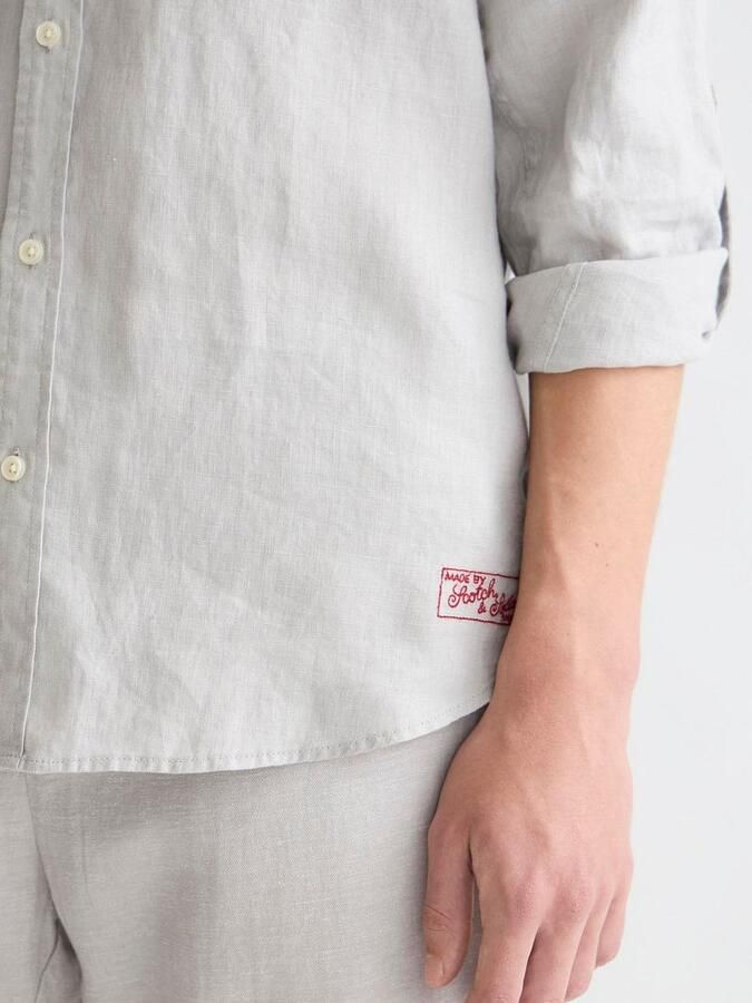 Scotch & Soda slim fit overhemd van linnen met kentkraag - Foto 2